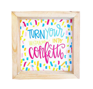 Mary Square All She Wrote Notes Wood Plaque - Confetti