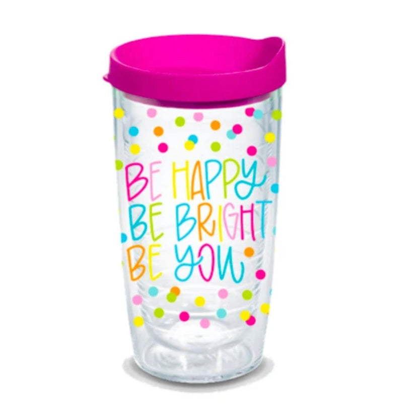 All She Wrote Notes - Be Happy Plastic Tumbler
