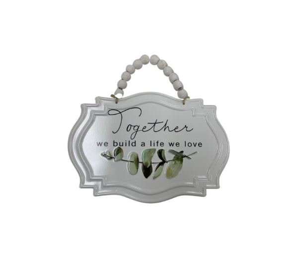 Young's Inc Embossed Metal Sign With Bead Hanger - Together 