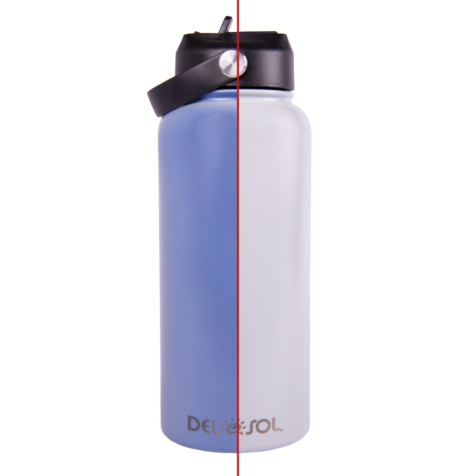 Del Sol Color Changing Water Bottle- 32oz Grey/Dark Blue