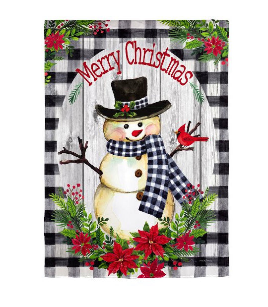 Evergreen Garden Flags - Christmas - Country Plaid Snowman