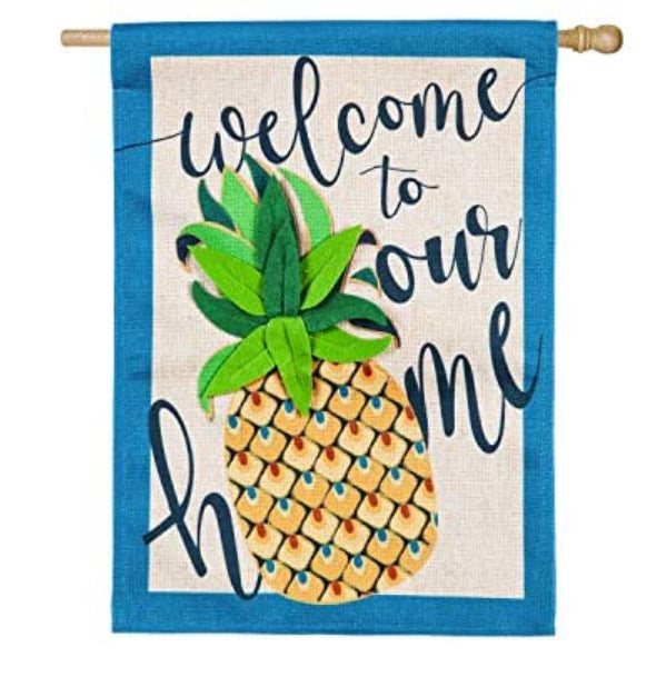 Evergreen House Flags-Welcome to Our Home Pineapple