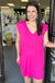 Mittoshop V-Neck Dolman Tee Dress - Hot Pink