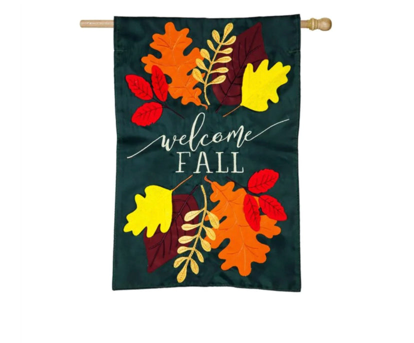 Evergreen House Flags-Welcome Fall Leaves