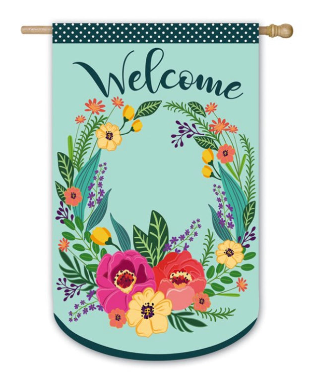 Evergreen House Flags-Spring Floral Welcome