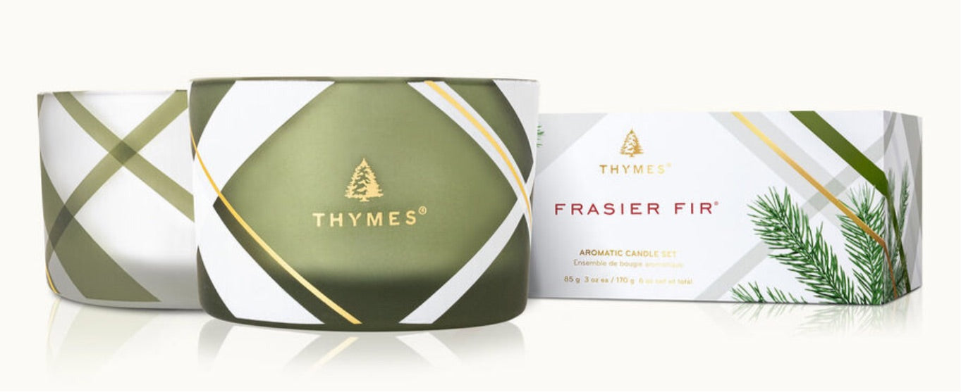 Frasier Fir Candle Set - Frosted Plaid