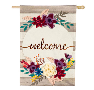 Evergreen House Flags-Fall Stripes Welcome