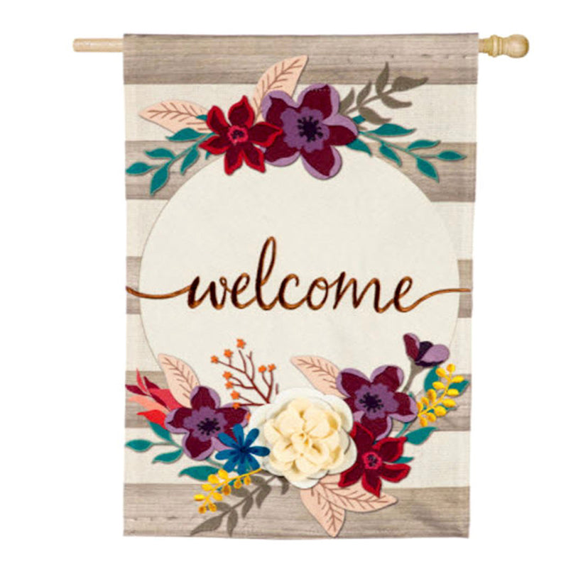 Evergreen House Flags-Fall Stripes Welcome