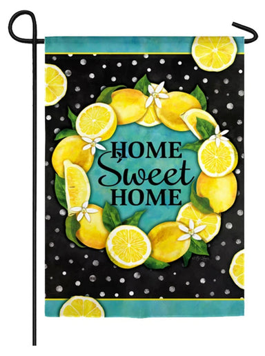 Evergreen Garden Flags -Home Sweet Home Lemon Wreath Suede