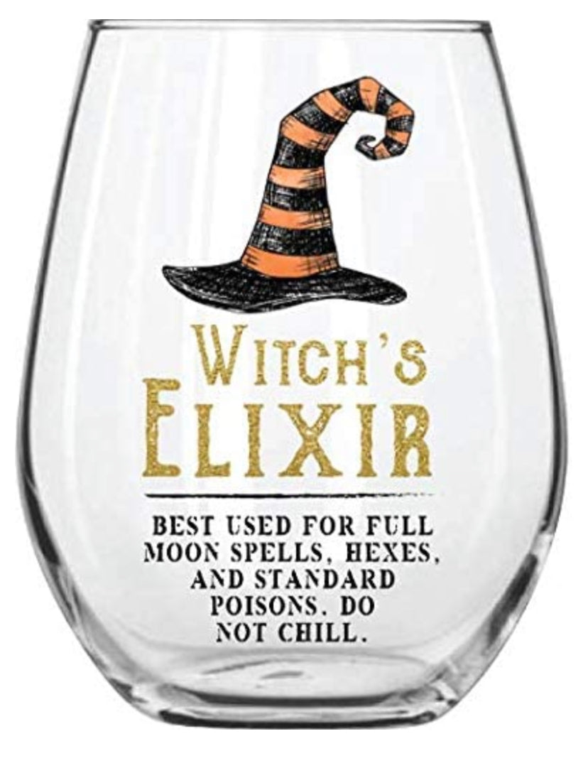 Mud Pie Halloween Wine Glass - Witch Hat