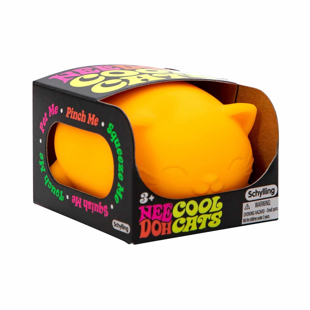 Schylling-Cool Cats Nee-Doh- Neon Orange