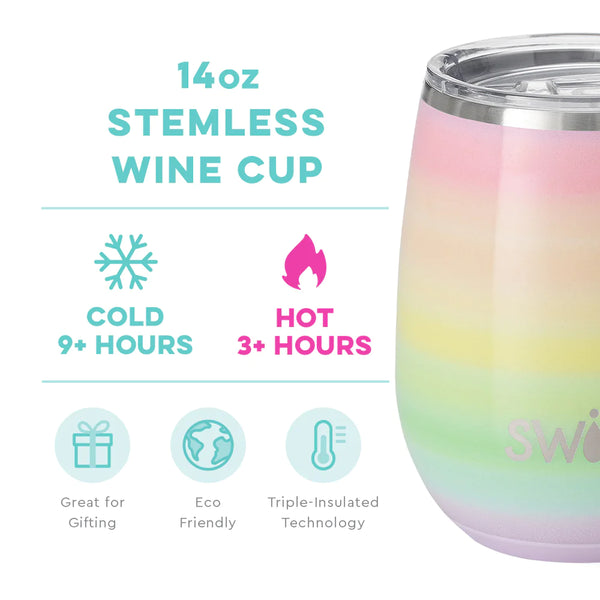 Swig Stemless 14oz Wine Cup - Over the Rainbow