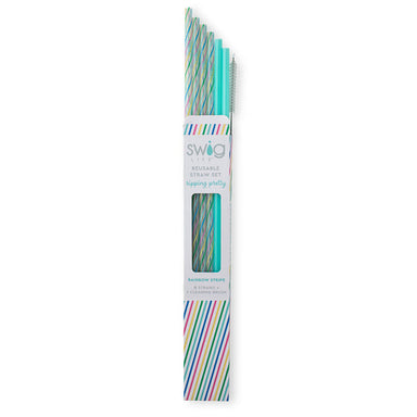 Swig Reusable Straw- Rainbow Stripe & Aqua