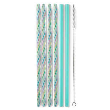 Swig Reusable Straw- Rainbow Stripe & Aqua